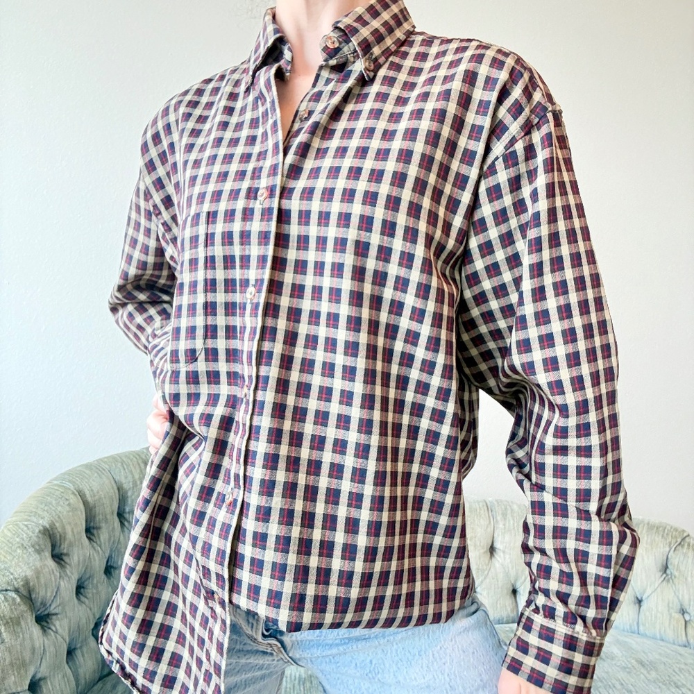 Pendleton Vintage Lightweight Wool Plaid Button D… - image 1